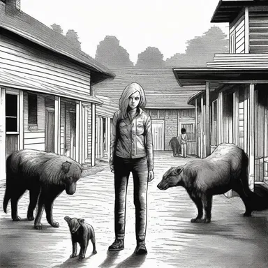 In the horror story, the animal trainer's animals turned against her, causing chaos and terror in the small town.