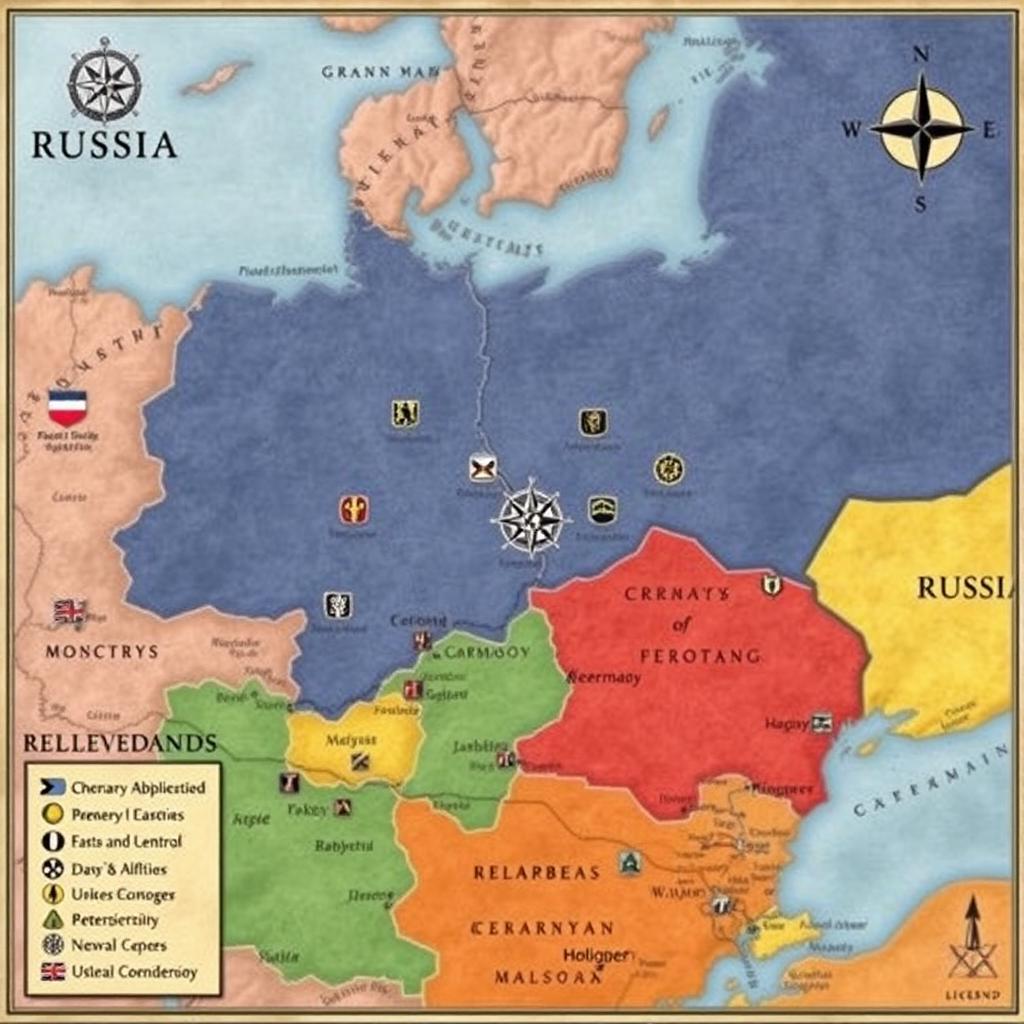 An imaginative and detailed map showcasing an alternate history scenario where Germany has invaded and taken control of Russia
