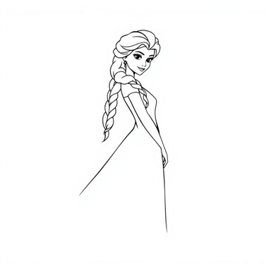 Minimalistic Black and White Elsa Illustration - Idyllic