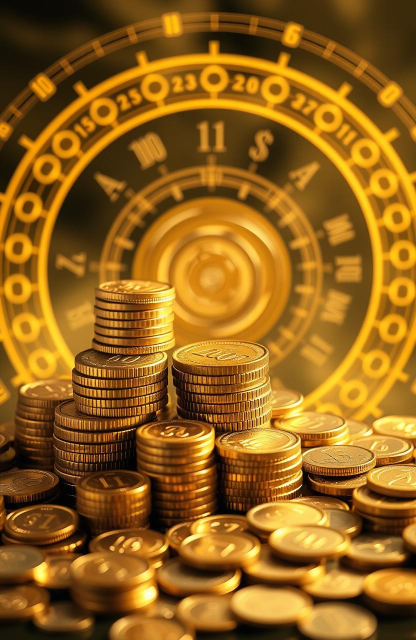 An artistic representation of wealth and prosperity, showcasing symbols of money and numbers intertwined with geometric patterns that resemble the Golden Ratio