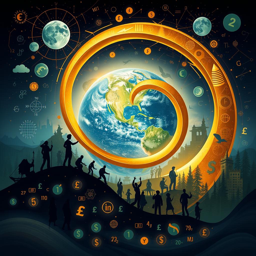 A mesmerizing and thought-provoking composition that captures the interconnection between people, the Earth, and the mystery of wealth through numbers