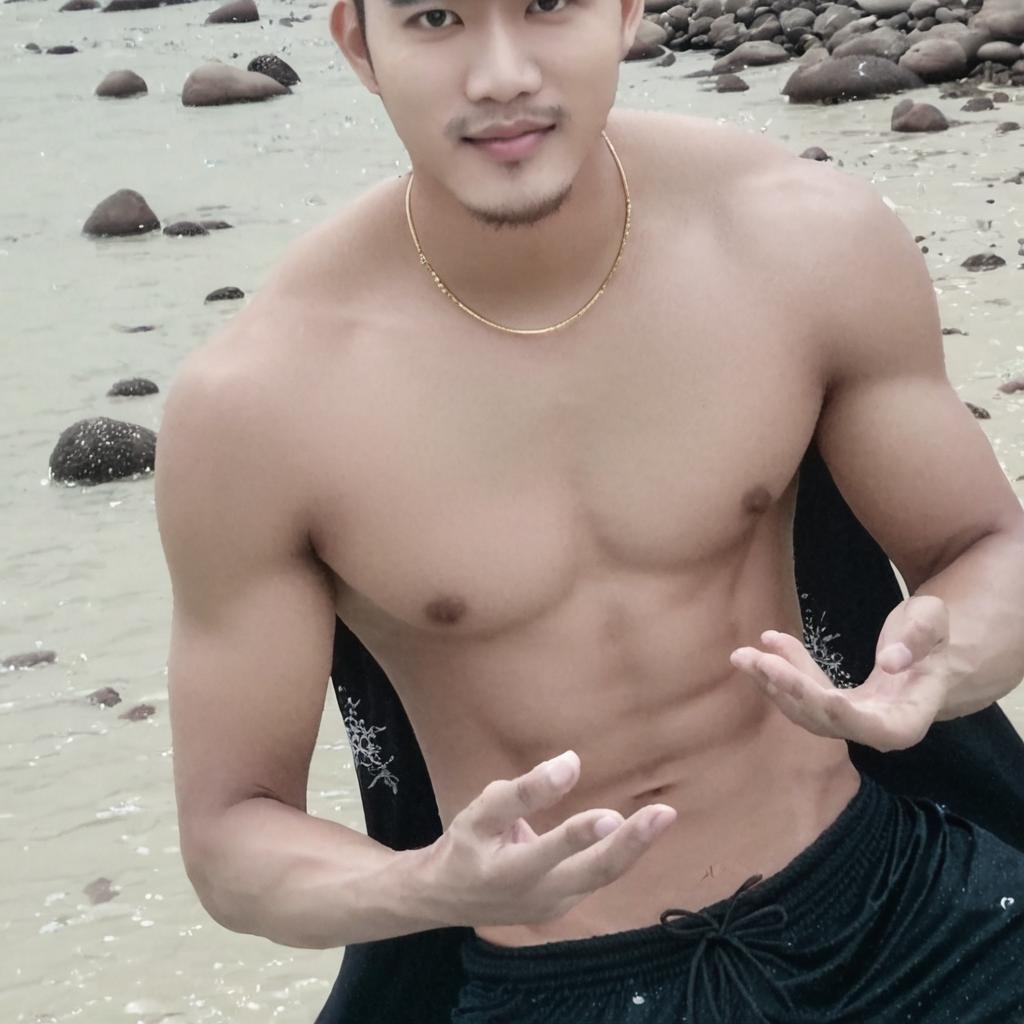 Thay quần dài bằng quần lót đen. Không thay đổi người mẫu, không thay đổi dáng ngồi, không thay đổi nước da.