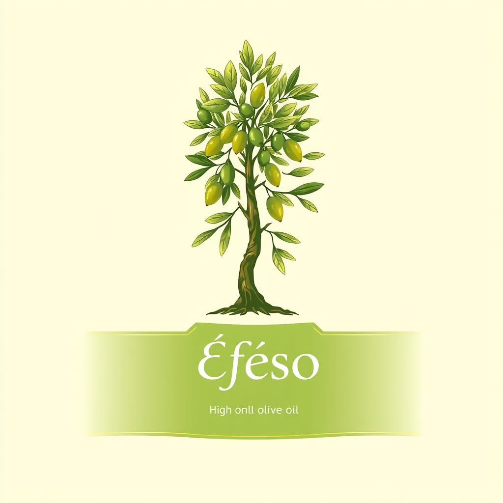 An olive oil label design for a product named 'Éfeso'