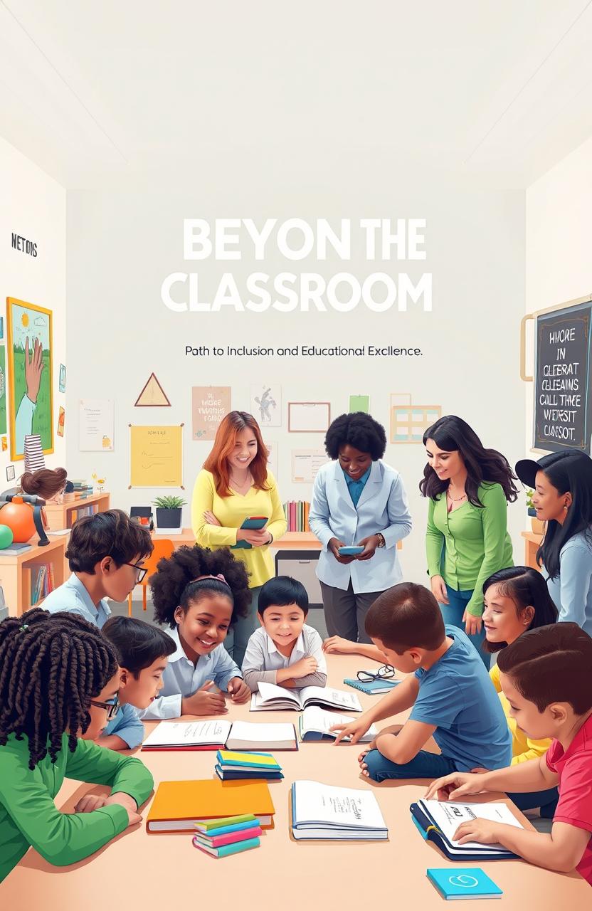 A dynamic and heartfelt educational scene portraying the theme "Beyond the Classroom: Path to Inclusion and Educational Excellence"