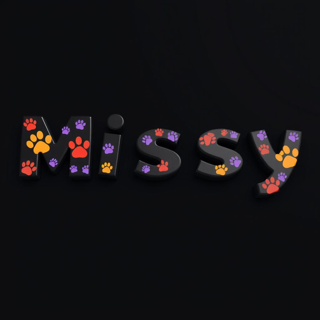 A 3D representation of the name 'Missy', crafted in a vibrant and colorful style