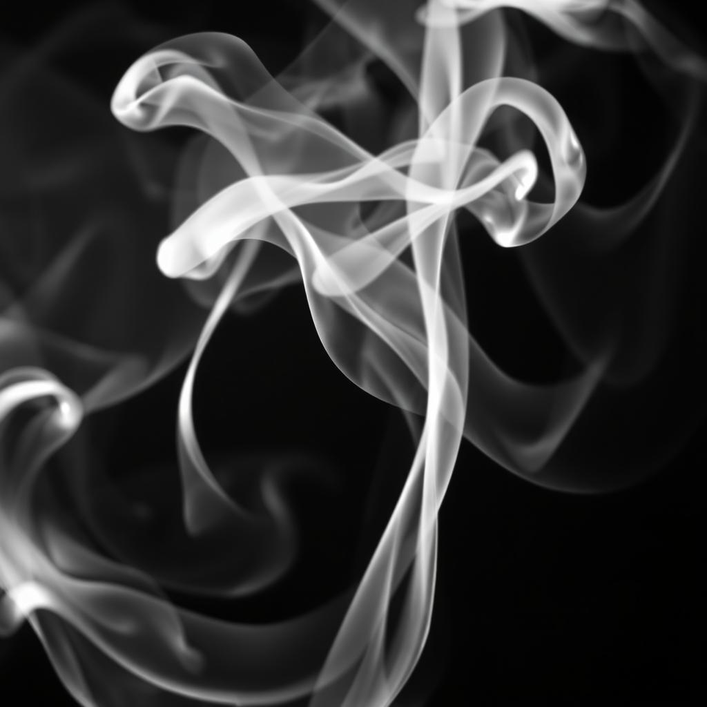 A stunning black and white photograph capturing the ethereal vapor released when perfume is sprayed