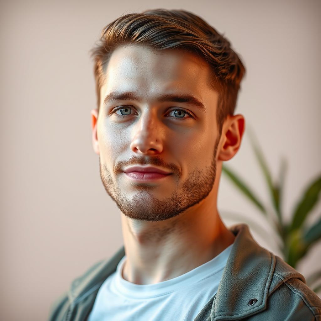 An image featuring a clean-shaven man with no beard or mustache, showcasing a fresh and smooth face