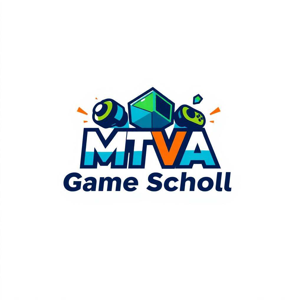 A striking and innovative logo design for MTVA Game School, a game development school specializing in C#, Unity, and Unreal Engine