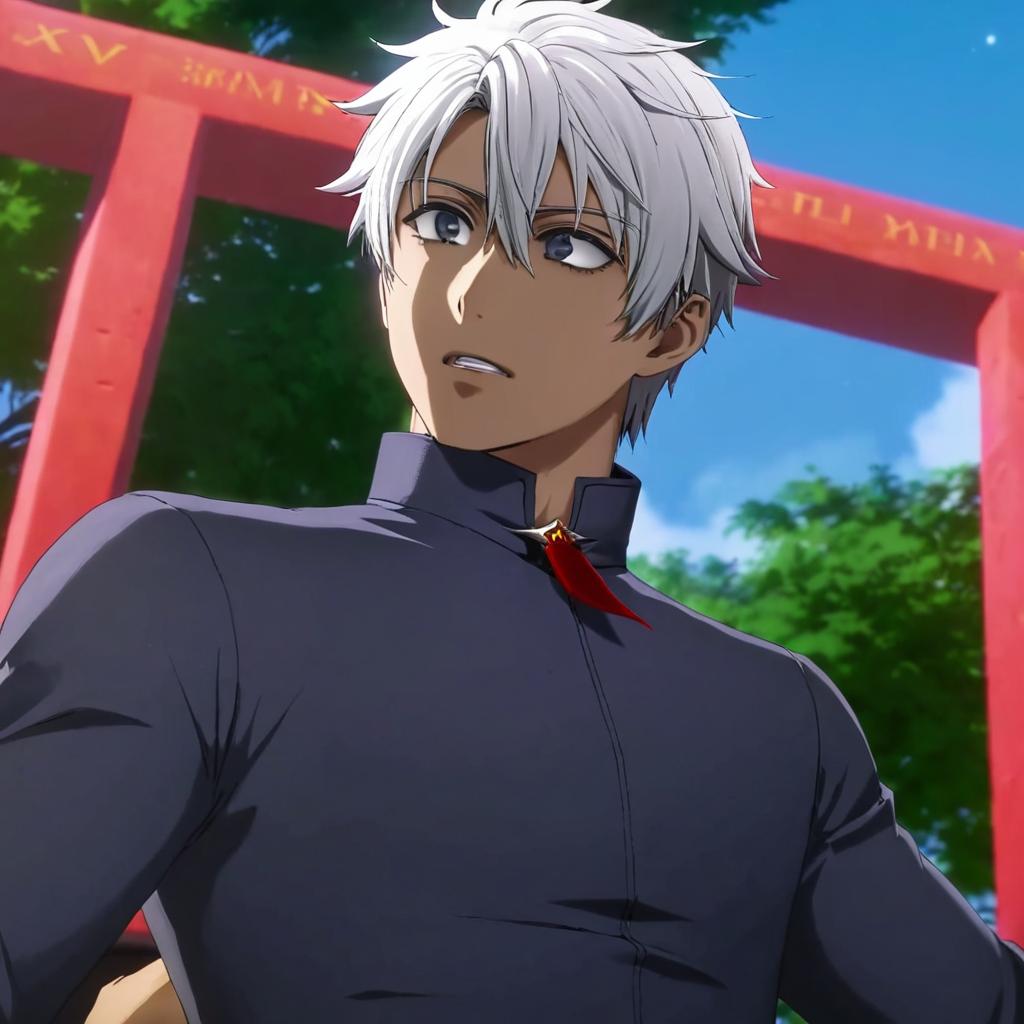 can you please fix the connection between his neck and chin? and make the colors pretty much the same