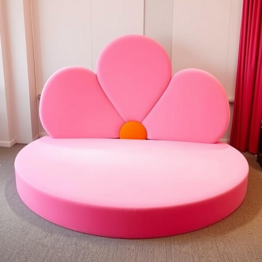 A stage designed in the shape of a half flower with three petals, serving as the flooring