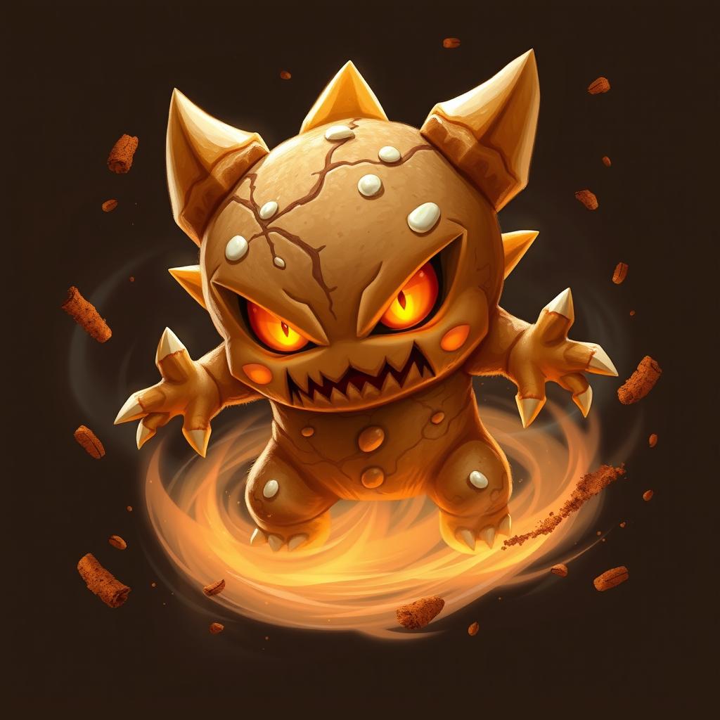 An animated ginger-flavored pastry known as a 'Sweetling', designed as a formidable DnD monster
