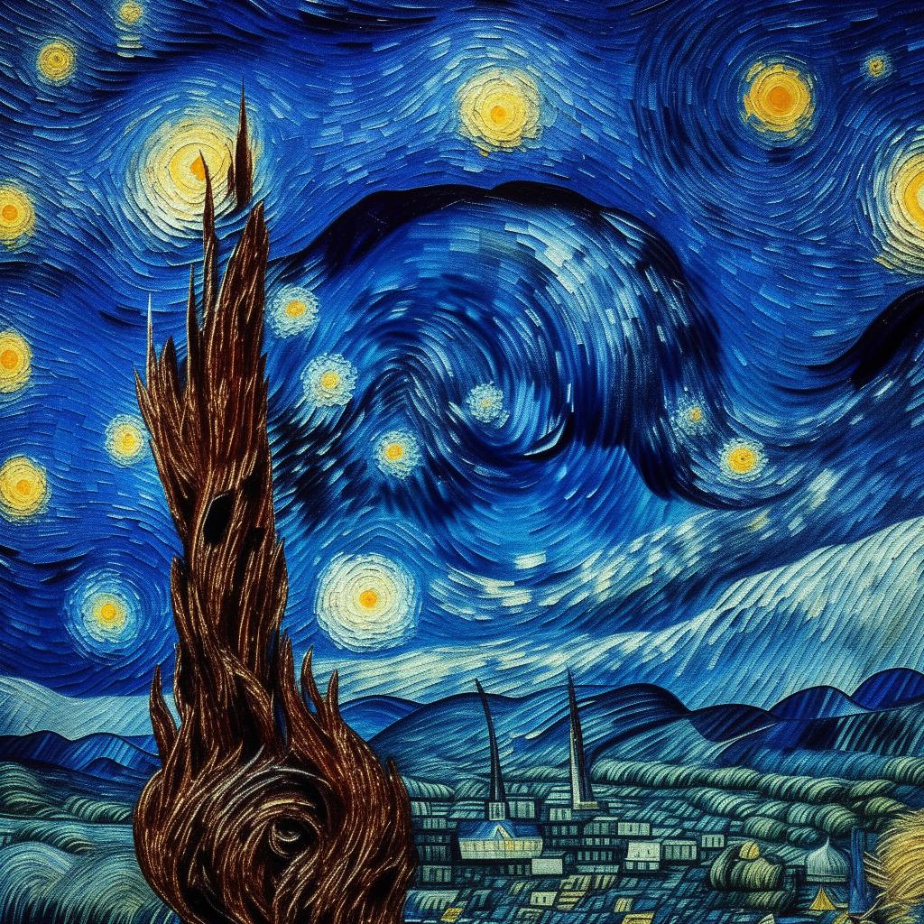 A rendition of Van Gogh's Starry Night, meticulously interpreted and painted by a master artist of superior talent