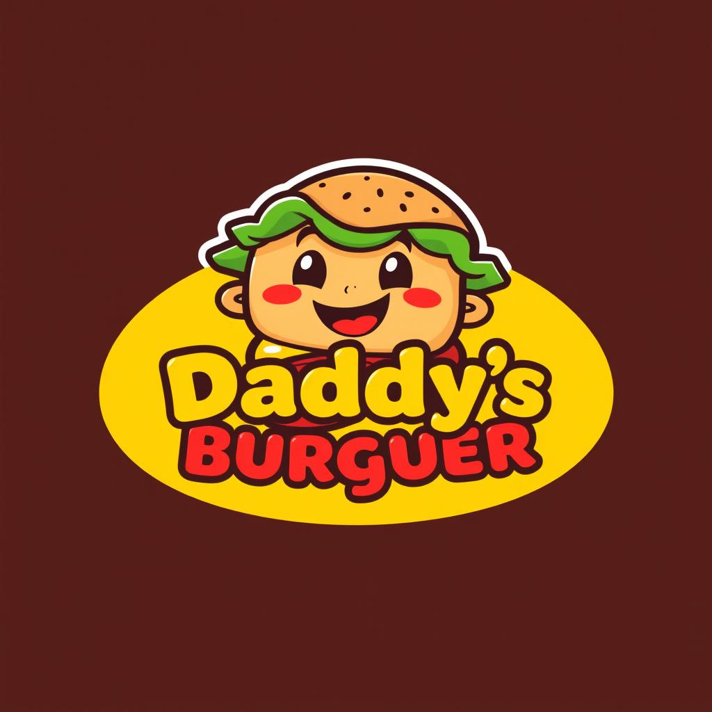A vibrant and playful logo design for 'Daddys Burguer'