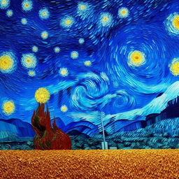 A rendition of Van Gogh's Starry Night, meticulously interpreted and painted by a master artist of superior talent