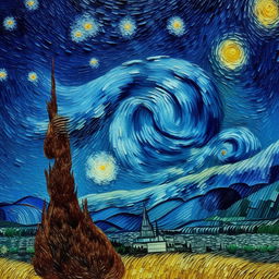 A rendition of Van Gogh's Starry Night, meticulously interpreted and painted by a master artist of superior talent