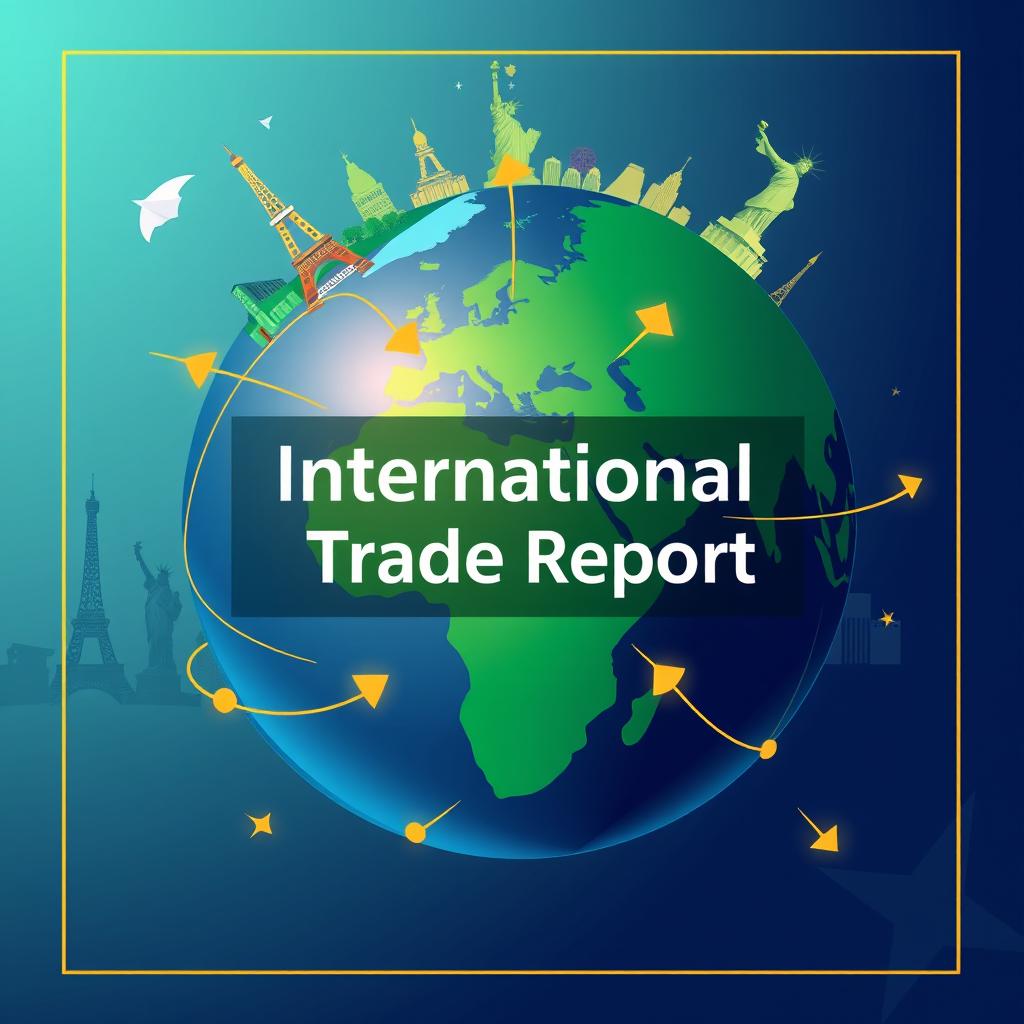 A creative and visually compelling cover page design for a report on international trade
