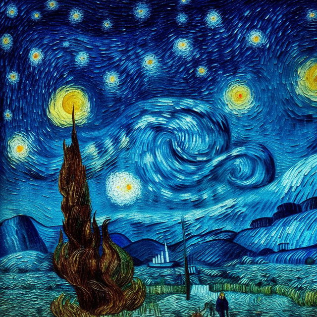 A rendition of Van Gogh's Starry Night, meticulously interpreted and painted by a master artist of superior talent