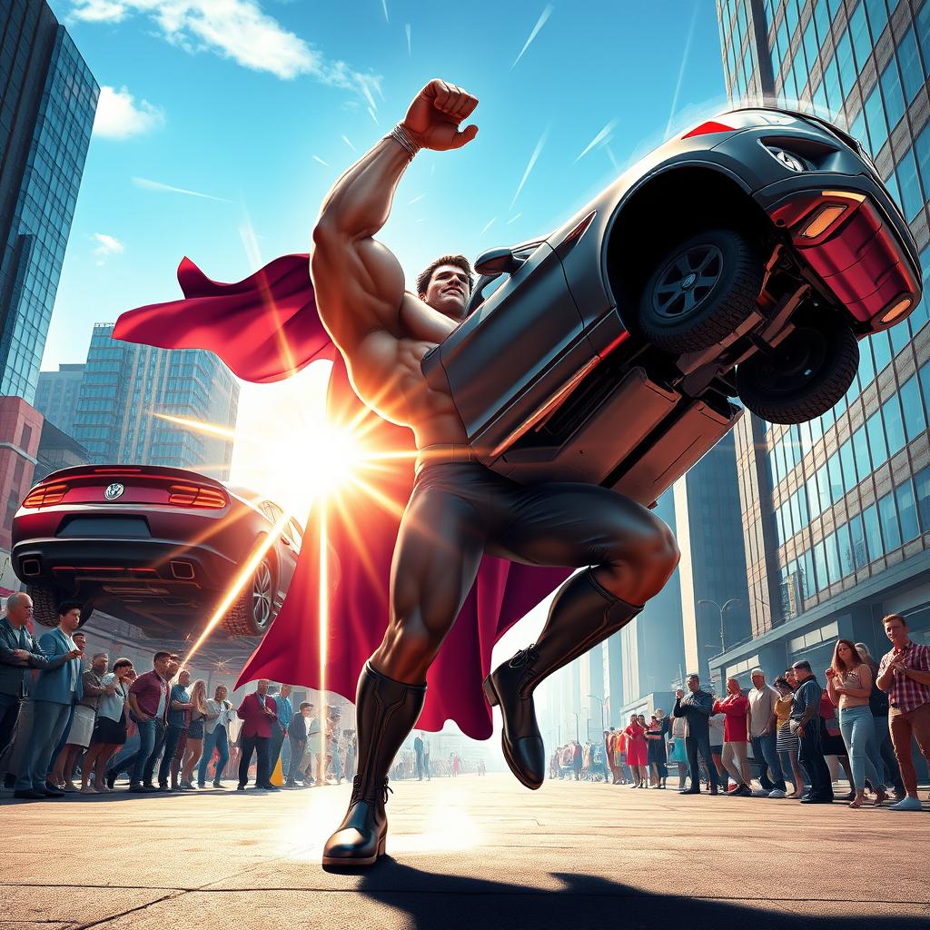 Dynamic Superhero Scene: Strength and Heroism Unleashed