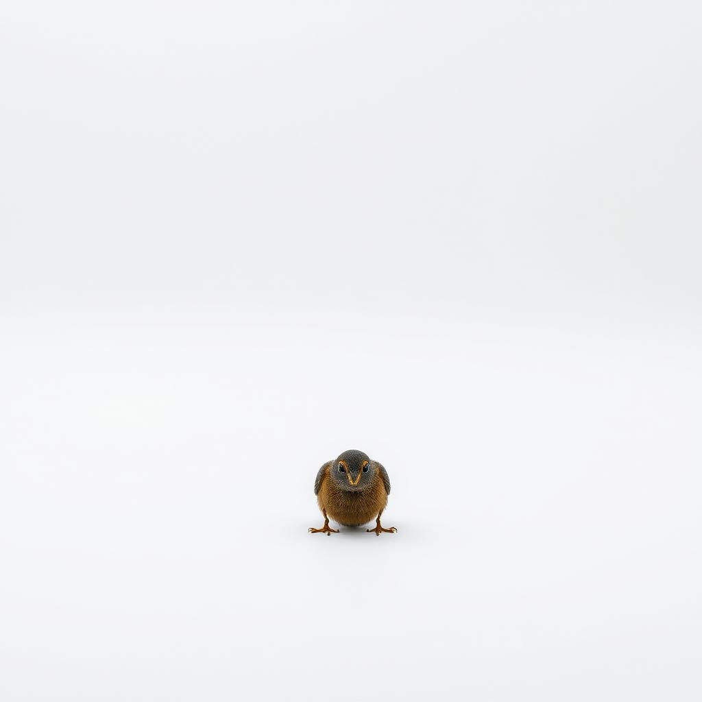 An isolated subject in a clean, minimalistic setting