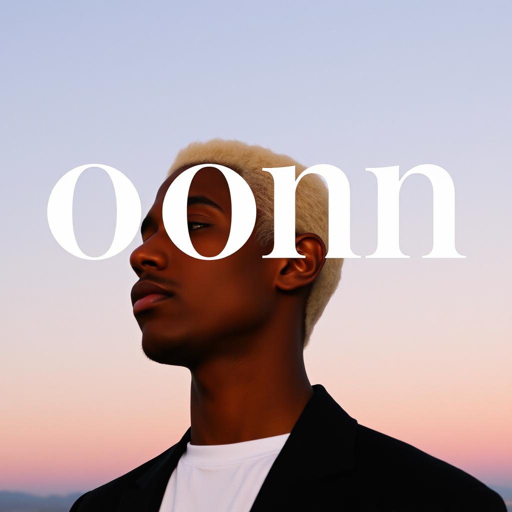mantal mantan todas las ltras iguas pero cambias las "о" y "е" por la tipografía de Blond de Frank Ocean, manteniendo el estilo discreto y elegante que representa ese álbum, con una sensación nostálgica y suave que captura la esencia del amor y la melancolía de las letras