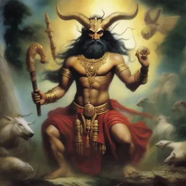 According to the myth, a curse befell the gods, causing them to animalise and lose their divine compassion.