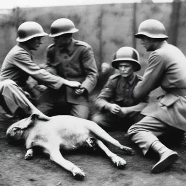 During the war, the constant violence and brutality caused soldiers to slowly animalise, becoming desensitized to the horrors around them.