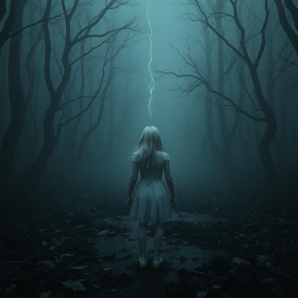 A dark forest shrouded in thick, toxic fog envelops everything, creating a dense and oppressive atmosphere, as if the very air is contaminated