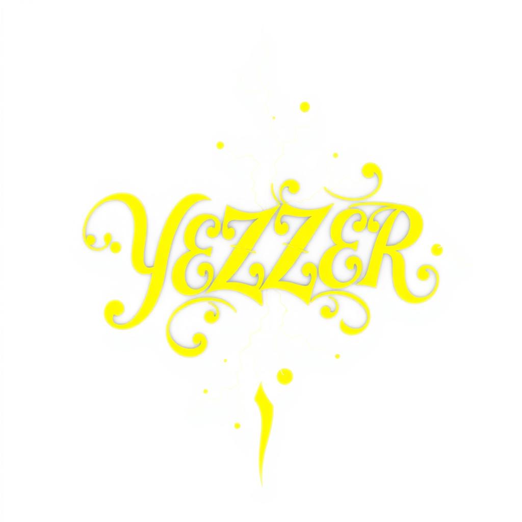 A stunning calligraphy piece featuring the word "YEZZER" created in an elegant downward spiral