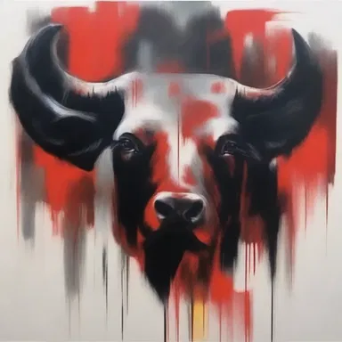 The artist's abstract painting used bold and harsh brushstrokes to animalise the emotions portrayed on the canvas, depicting a sense of brutality and inhumanity.