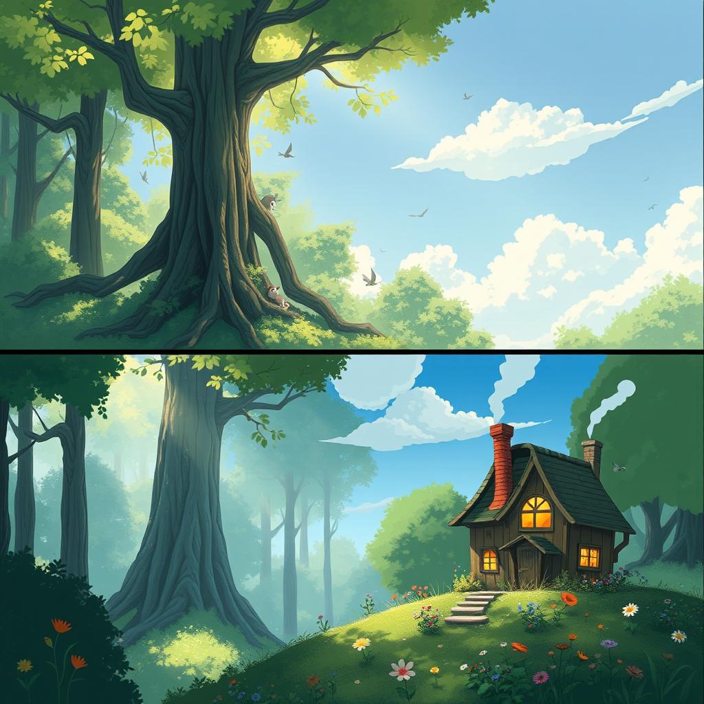 A whimsical and enchanting scene in the style of Studio Ghibli