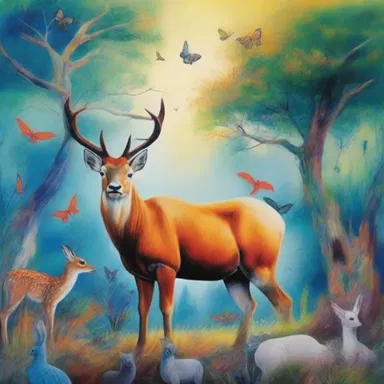The artist's painting beautifully animalises the landscape, transforming it into a mystical animal kingdom.