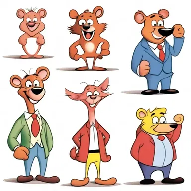 The cartoonist animalised the characters, turning them into anthropomorphic animals with human characteristics.