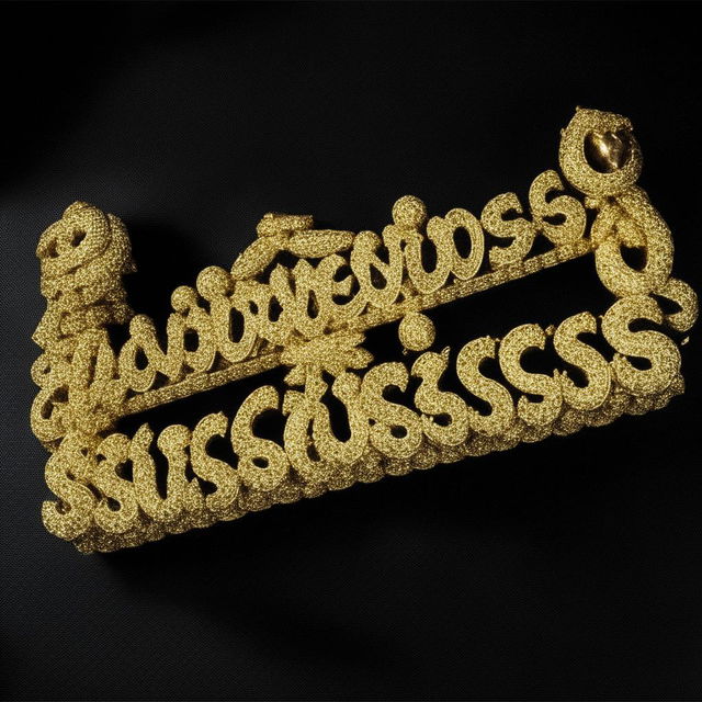 The word 'Boundless Success' lavishly encrusted in glittering gold