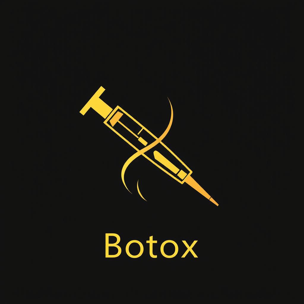 A sleek and modern golden yellow icon representing a Botox service, featuring elegant and clean lines
