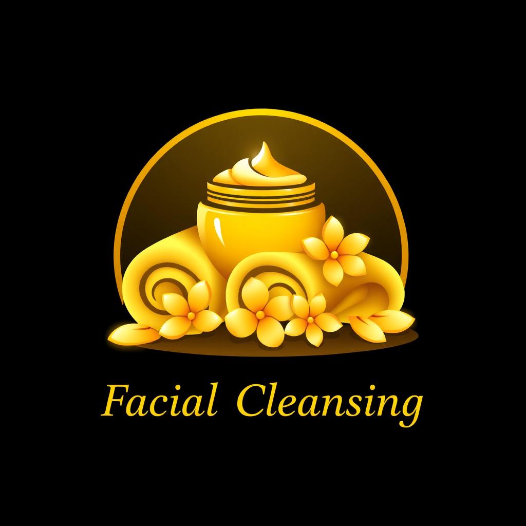 A luxurious facial cleansing icon, elegantly designed to reflect a spa ambiance