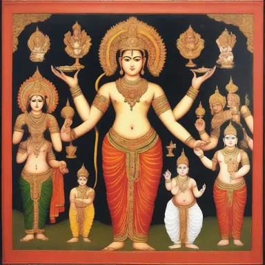 The religious painting depicts the gods as animalised figures, representing their divine qualities.
