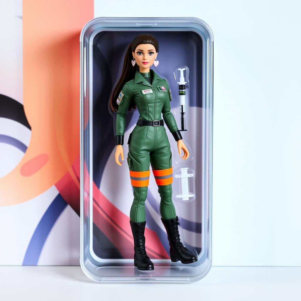 A collectible action figure of a character named Rafaela De Bastiani, a Unimed nurse