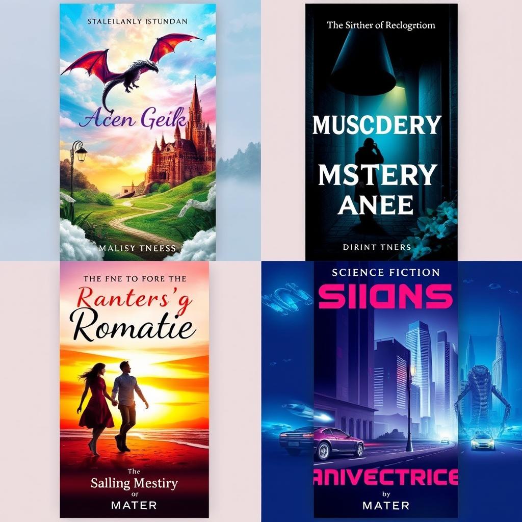 A collection of vibrant and engaging e-book covers, each featuring diverse themes and genres