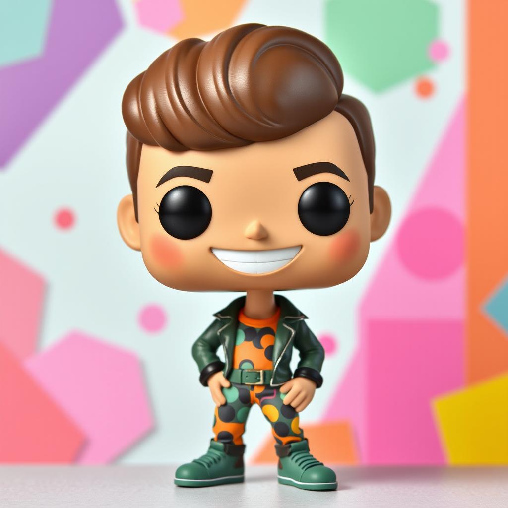 A Funko Pop style character with exaggerated features, including oversized head and large eyes