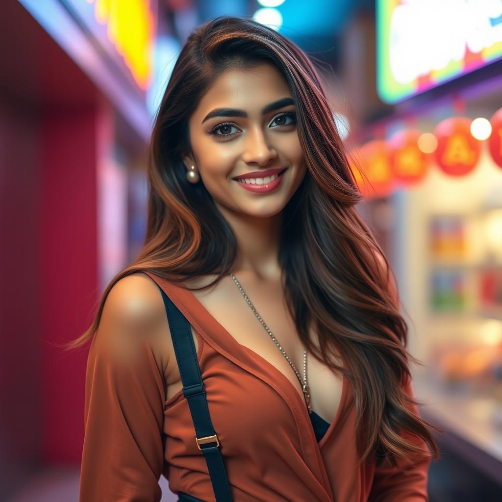 A stunning young Pakistani woman with striking features, showcasing her beauty and confidence