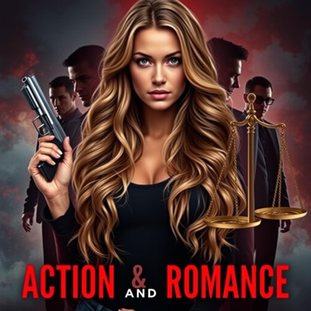 A captivating book cover for an action and romance novel, sized 512 x 800 px