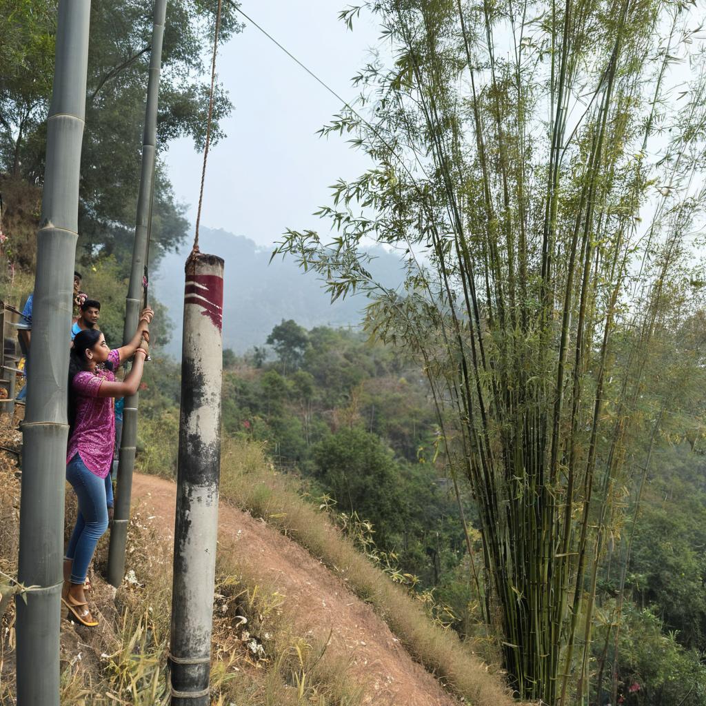 Hanging big laxmi snake in bamboo