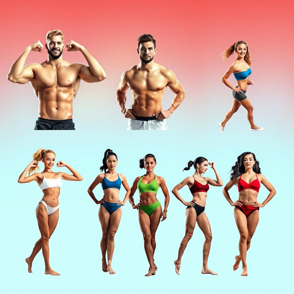 A collection of male and female body types showing diverse physiques