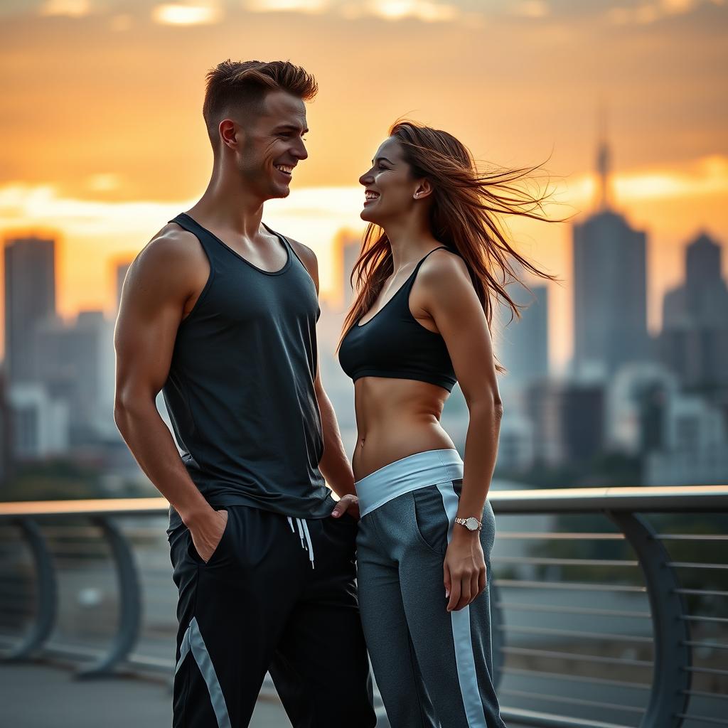 A pairing of an ectomorph male and female, showcasing their lean and athletic physiques