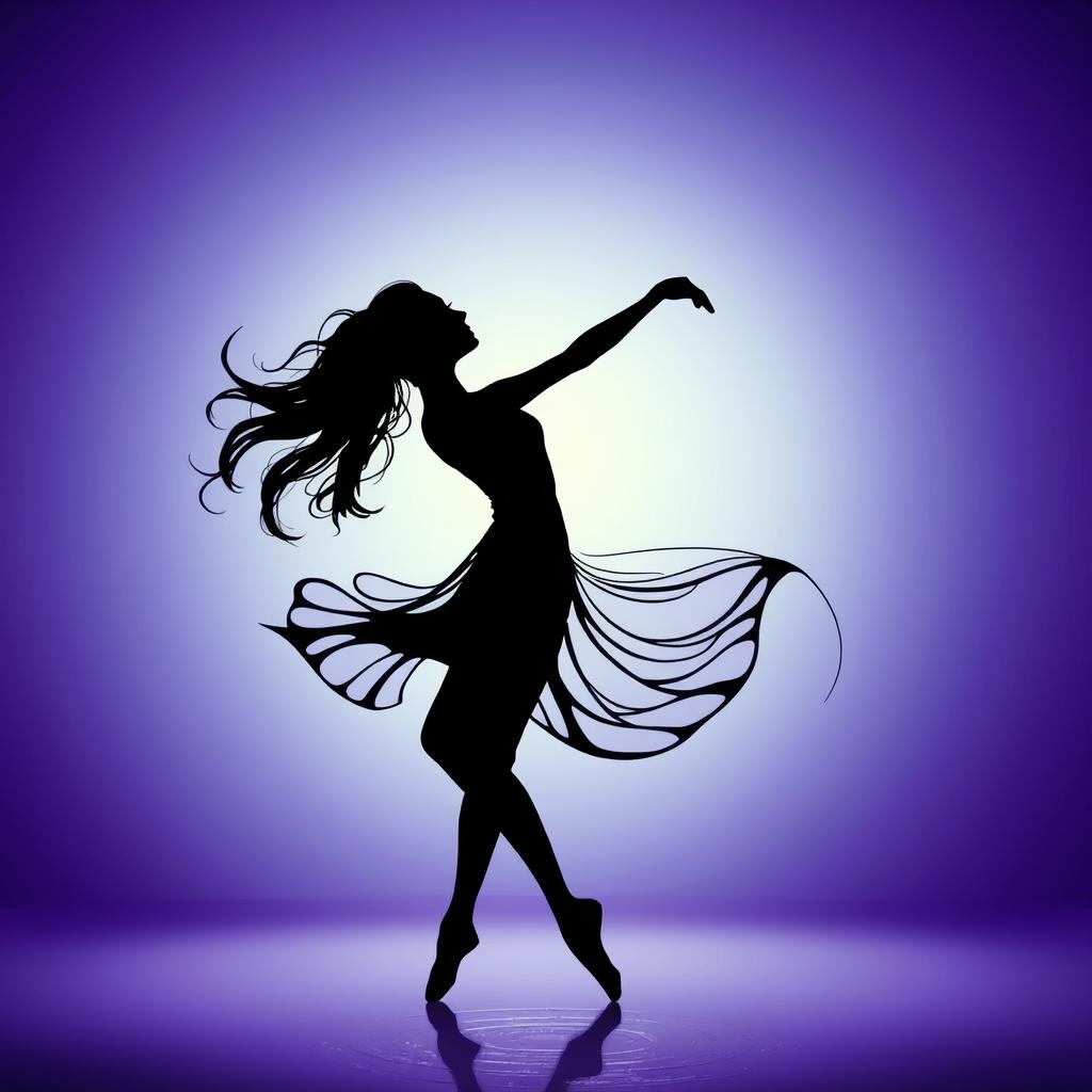 A silhouette image composed of intricate lines forming a beautiful and elegant design, capturing the essence of a graceful dancer in motion