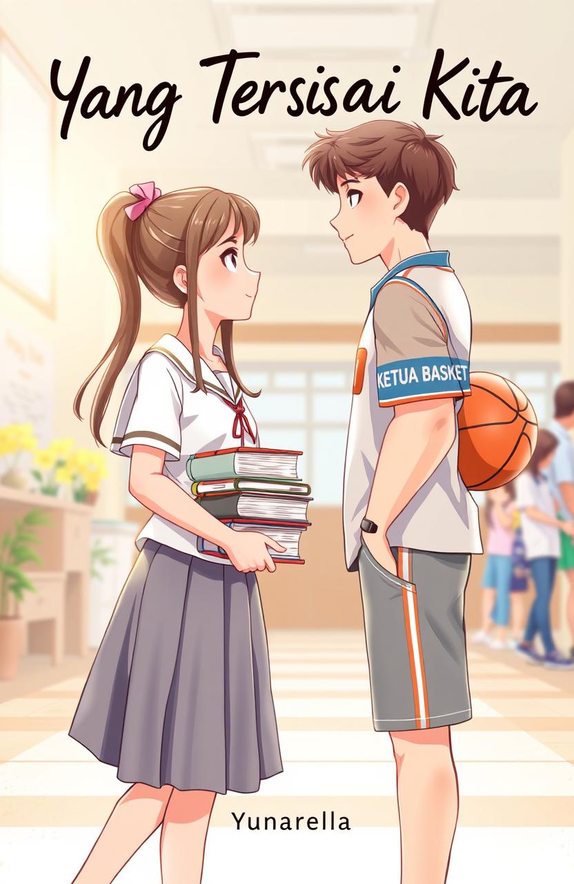 A beautifully illustrated cover for a school-themed book titled "Yang Tersisa Dari Kita"