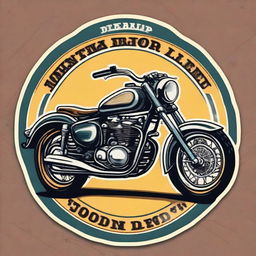 Design a sticker with a vintage motorbike theme.