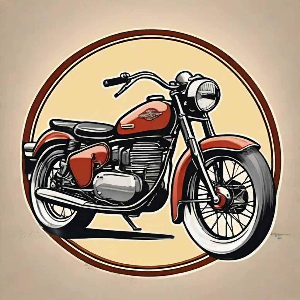 Design a sticker with a vintage motorbike theme.