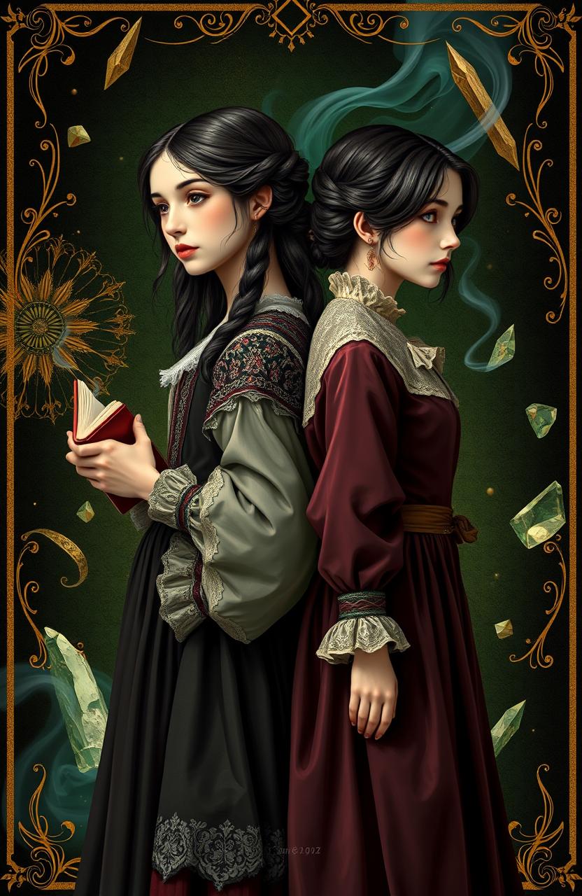 A book cover featuring two girls (the same girl depicted twice) standing back to back