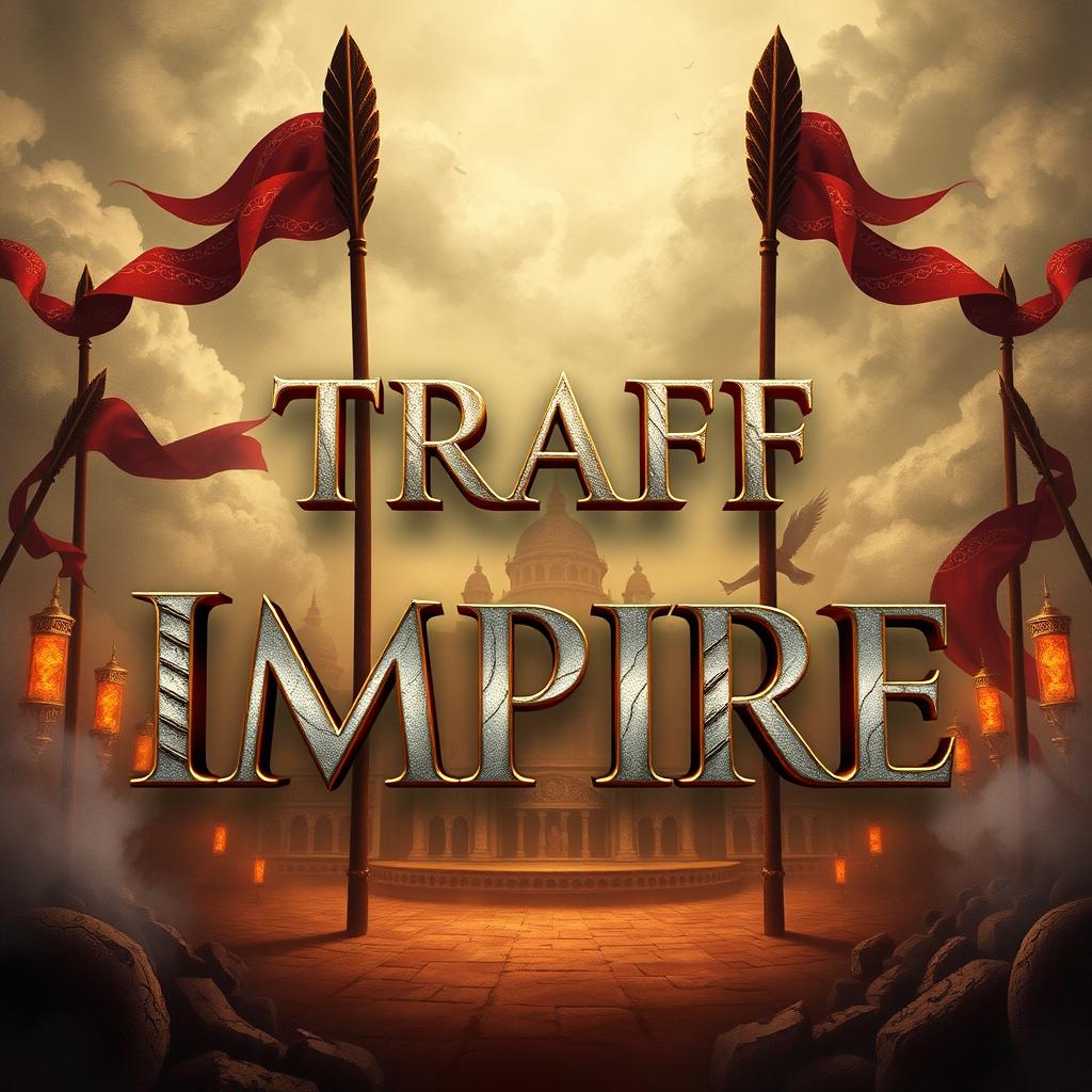 A centered image featuring the text 'TRAFF IMPIRE' with the first word above the second word, artistically designed to complement the background